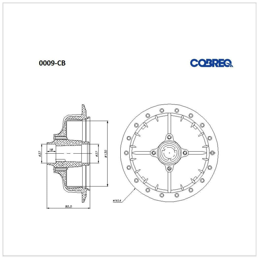 Cubo Roda Dianteira Direita ou Esquerda - Cobreq - 0009-CB - (1)