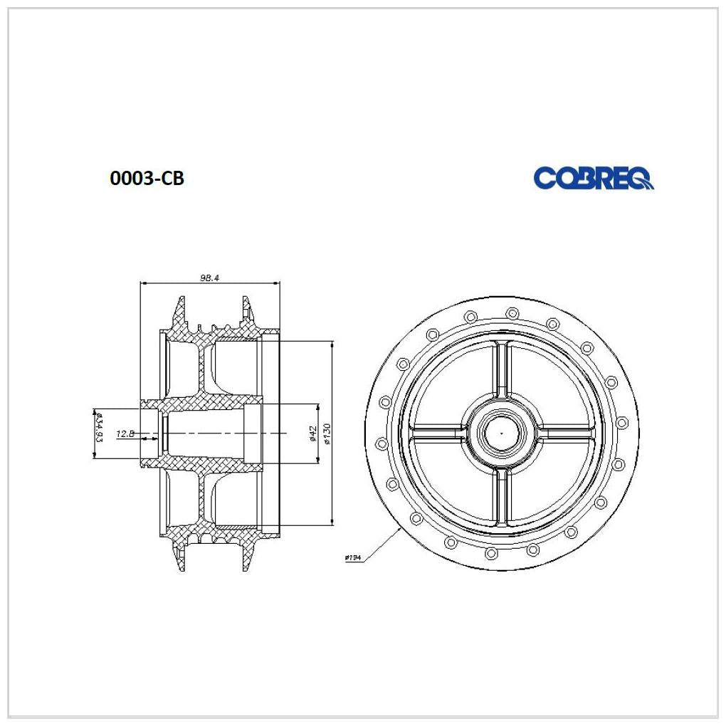 Cubo Roda Traseira Direita ou Esquerda - Cobreq - 0003-CB - (1)