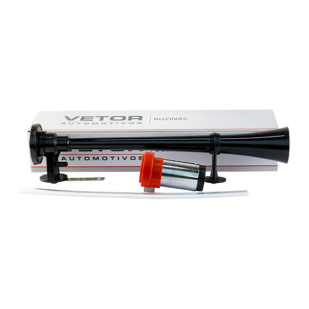 Buzina Grande para Carro Preta 12V - Vetor - Vt301P - (6)