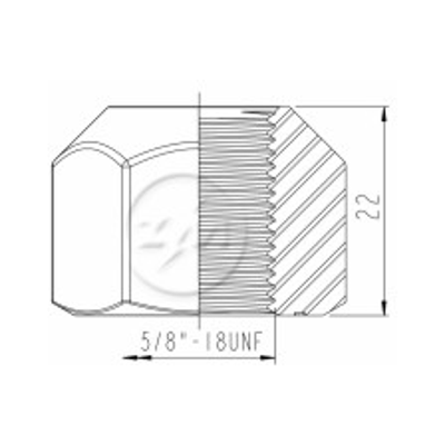 Kit 50 Porca da Roda 5/8"-18UNF x CH1,1/16" x H22 - (2)