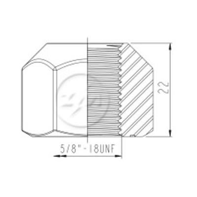 Kit 50 Porca da Roda 5/8"-18UNF x CH1,1/16" x H22 - (2)