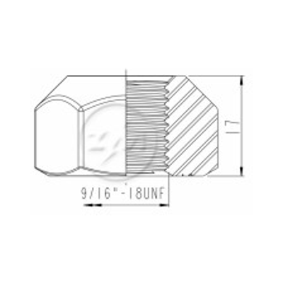 Kit 50 Porca Roda 9/16''-18UNF x CH1.1/16" x H17 - (2)