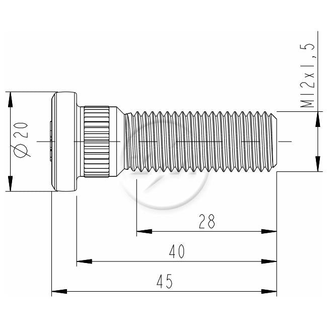 Kit 50 Parafuso de Roda M12-1,5 x 40/45 - ZM - 30.012.25 - (2)