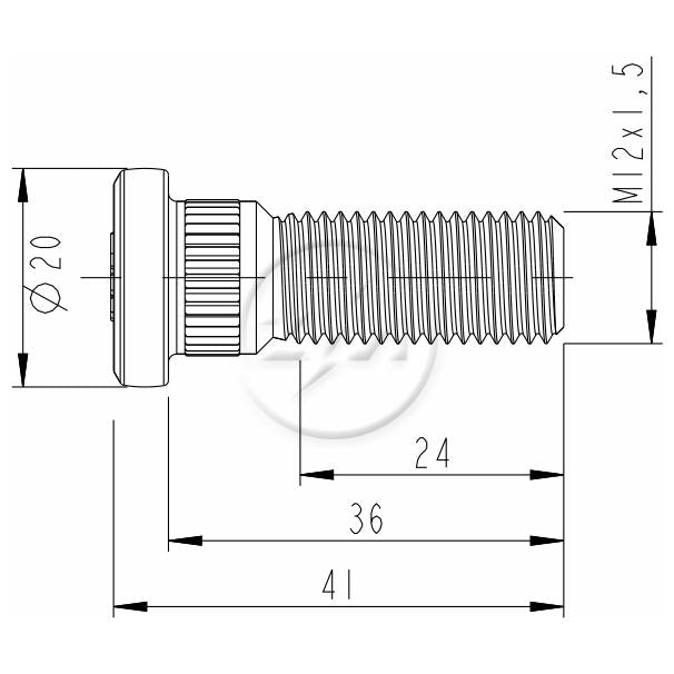 Kit 50 Parafuso de Roda M12-1,5 x 36/41 - ZM - 30.012.28 - (2)