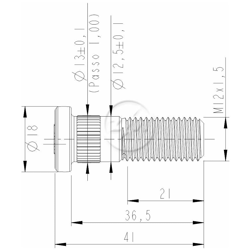 Kit 50 Parafuso de Roda M12-1,5 x 37/41 - ZM - 30.012.65 - (2)