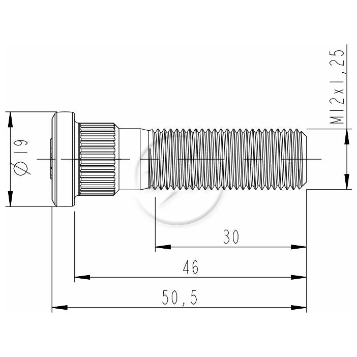 Kit 50 Parafuso de Roda M12-1,25 x 46/50,5 - ZM - 30.012.75 - (2)