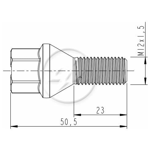 Kit 50 Parafuso de Roda M12-1,5 x 23/50,5 x CH17 - (2)