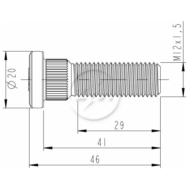 Kit 50 Parafuso de Roda M12-1,5 x 41/46 - ZM - 30.012.91 - (2)