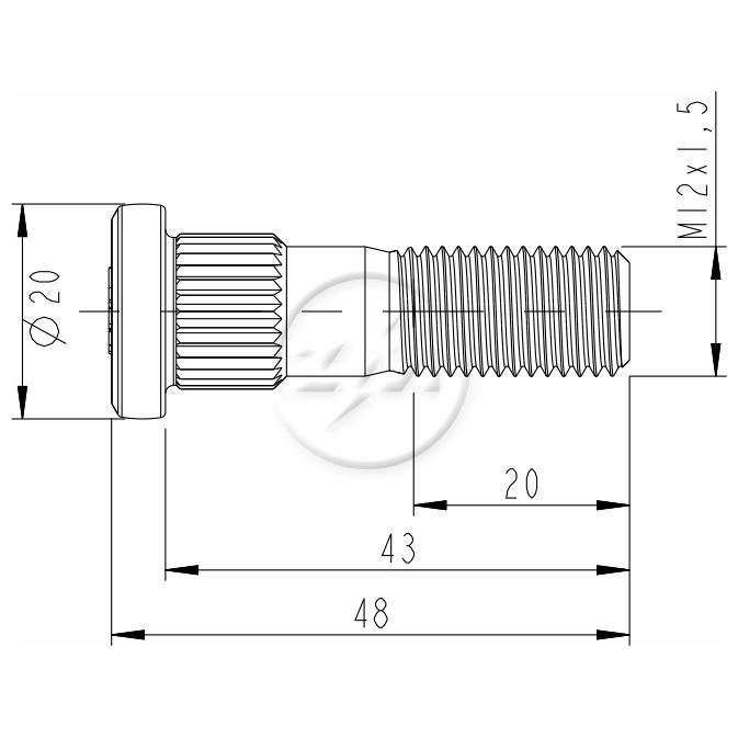 Kit 50 Parafuso de Roda M12-1,5 x 43/48 - ZM - 30.012.96 - (2)