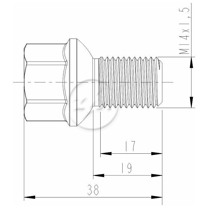 Kit 50 Parafuso de Roda M14-1.5 x 19/38 x CH19 - (2)