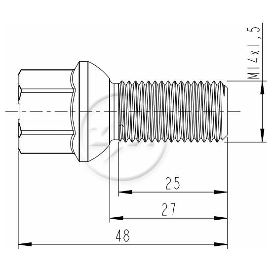 Kit 50 Parafuso de Roda M14-1.5 x 27/48 x CH17 - (2)