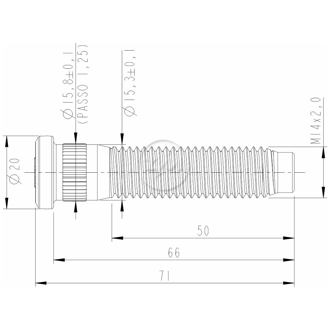 Kit 30 Parafuso de Roda M14-2,0 x 66/71 - ZM - 30.014.20 - (2)