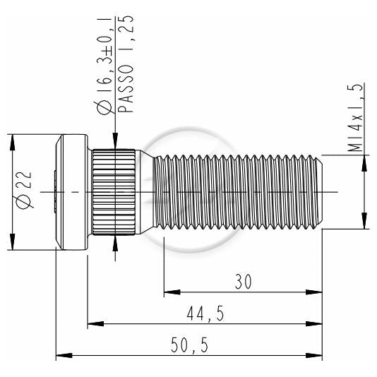 Kit 50 Parafuso de Roda M14-1,5 x 44,5/50,5 - ZM - 30.014.29 - (2)