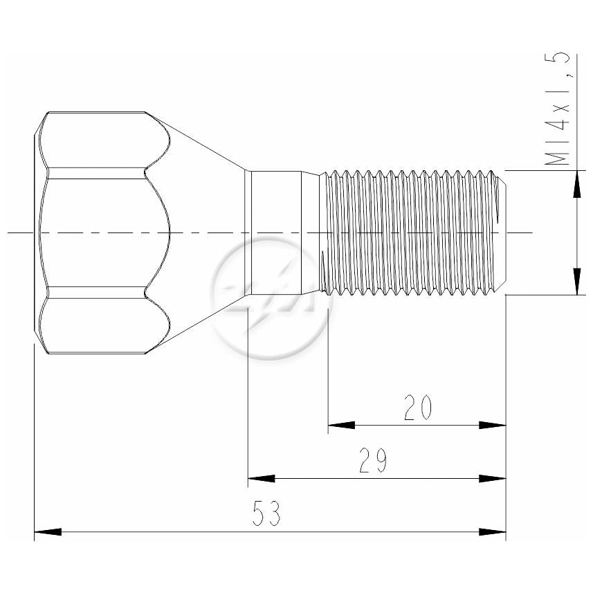 Kit 50 Parafuso de Roda M14-1,5 x 29/53 x CH24 - (2)