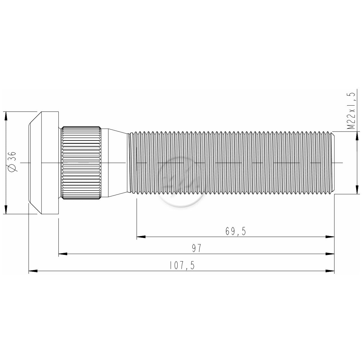 Kit 40 Parafuso de Roda M22-1,5 x 97/107,5 - ZM - 30.022.78 - (2)