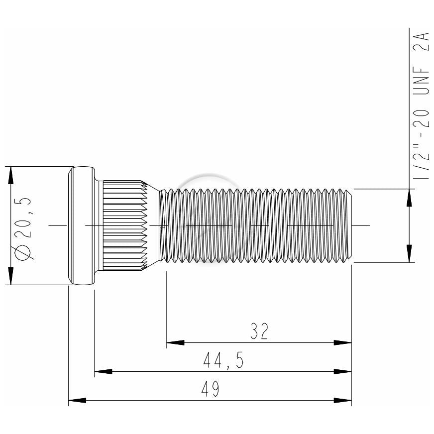 Kit 50 Parafuso de Roda 1/2"-20UNF x 44,5/49 - (2)