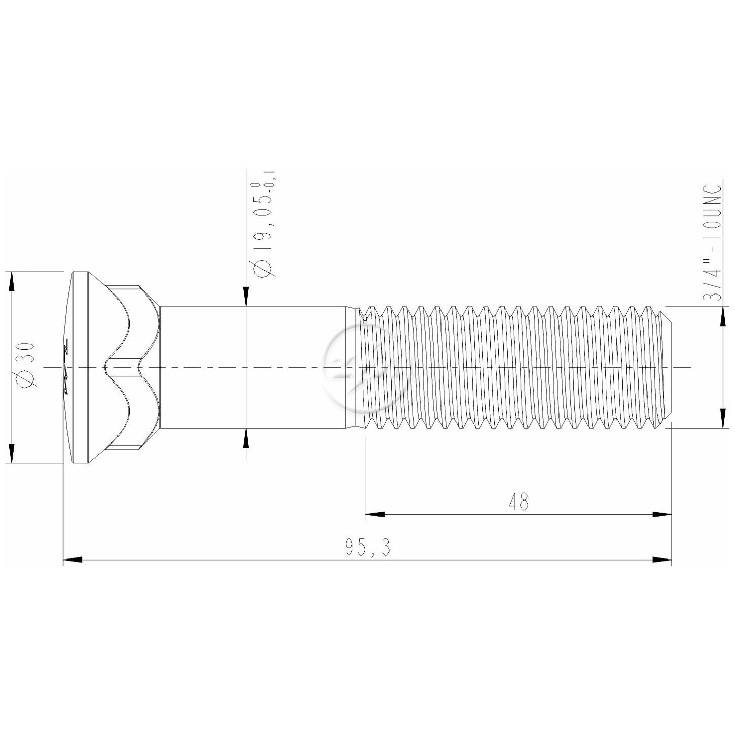 Kit 50 Parafuso Lâmina Trator 3/4"-10UNC x 3,3/4" - (2)