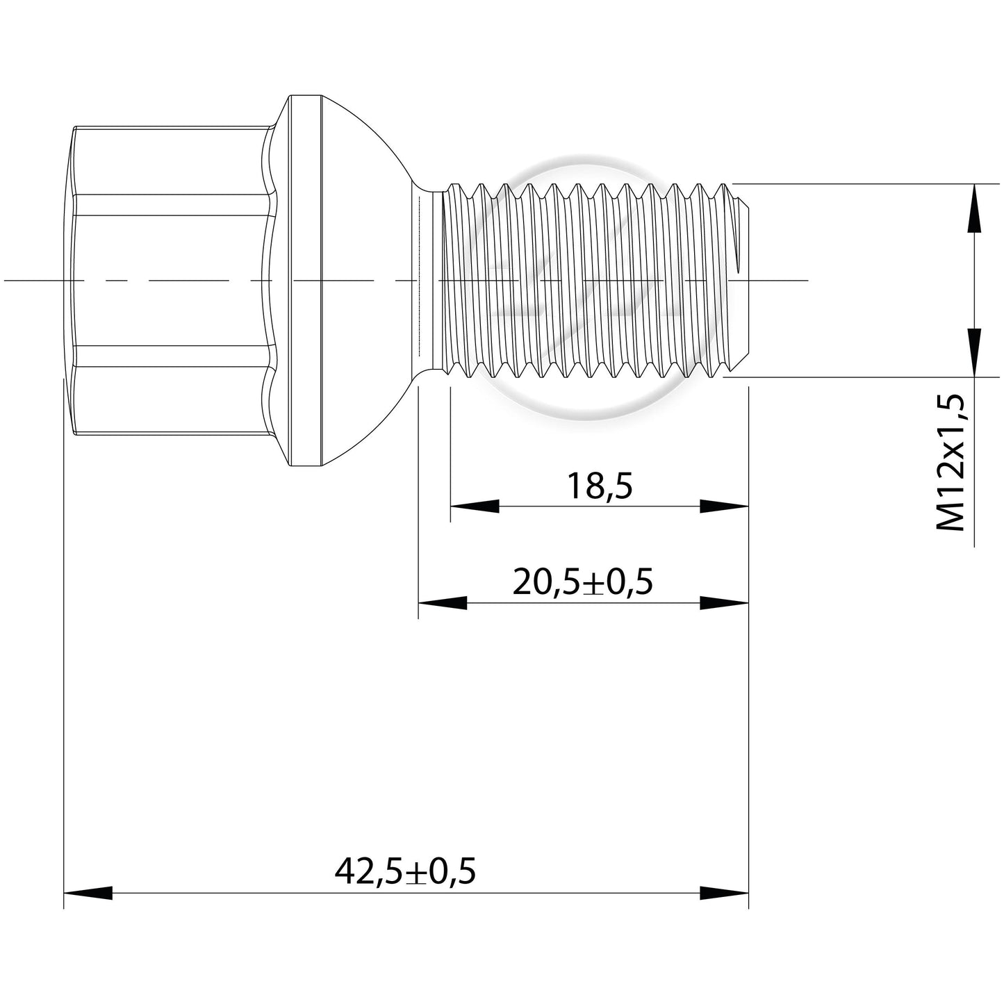 Kit 50 Parafuso de Roda M12-1,5 x 20,5/42,5 x CH17 - (2)
