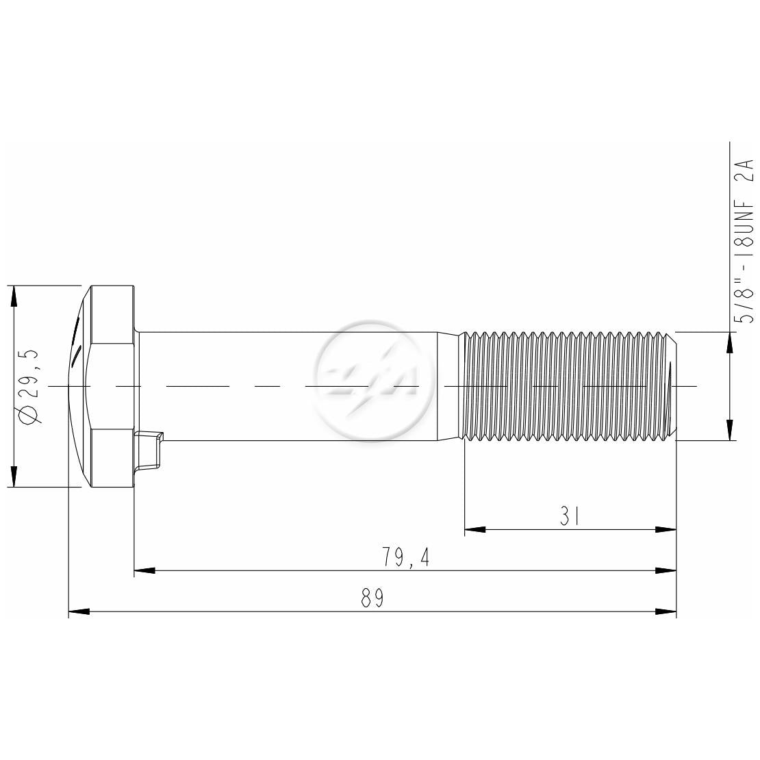 Kit 25 Parafuso de Roda 5/8"-18UNF x 79,4/89 - (2)