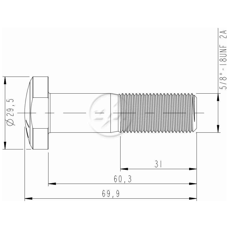 Kit 25 Parafuso de Roda 5/8"-18UNF x 60,3/69,9 - (2)