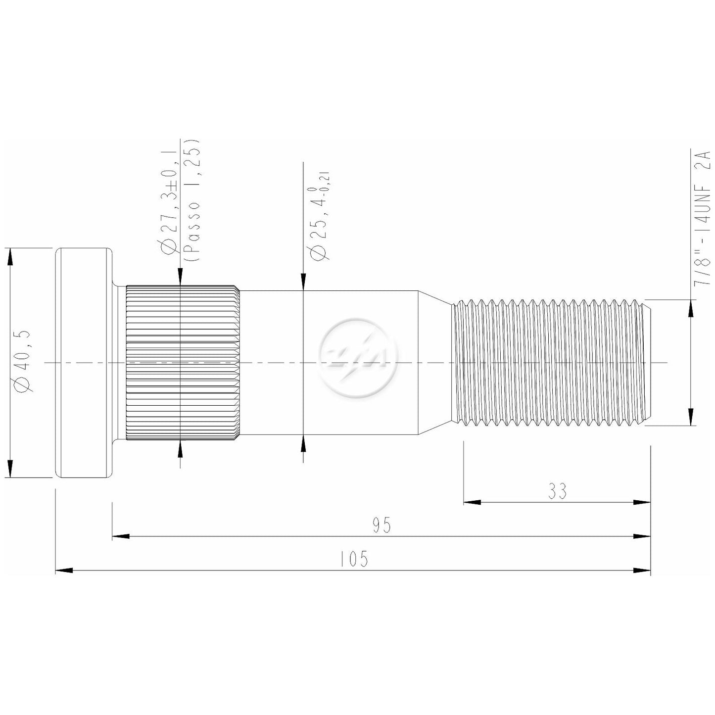 Kit 30 Parafuso de Roda 7/8"-14UNF x 95/105 - ZM - 30.708.04 - (2)