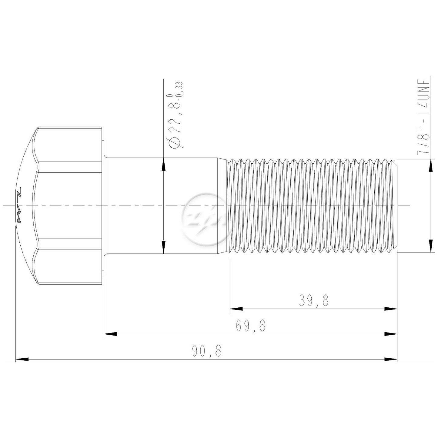 Kit 20 Parafuso da Esteira 7/8"-14UNF x 2,3/4" - (2)