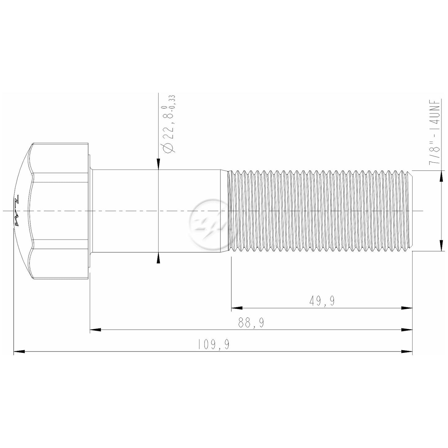 Kit 30 Parafuso da Esteira 7/8"-14UNF x 3,1/2" - (2)