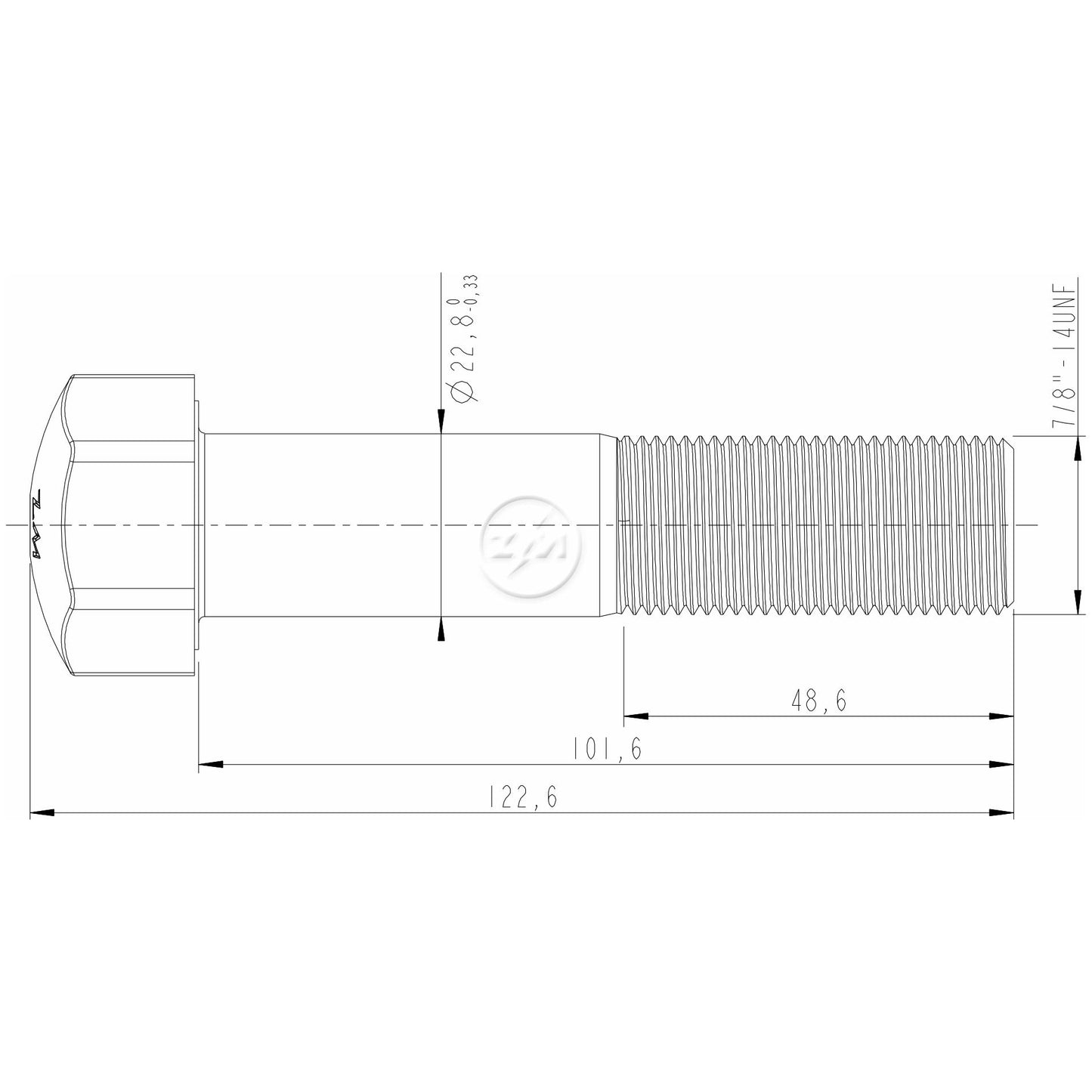 Kit 30 Parafuso da Esteira 7/8"-14UNF x 4" - ZM - 30.708.57 - (2)