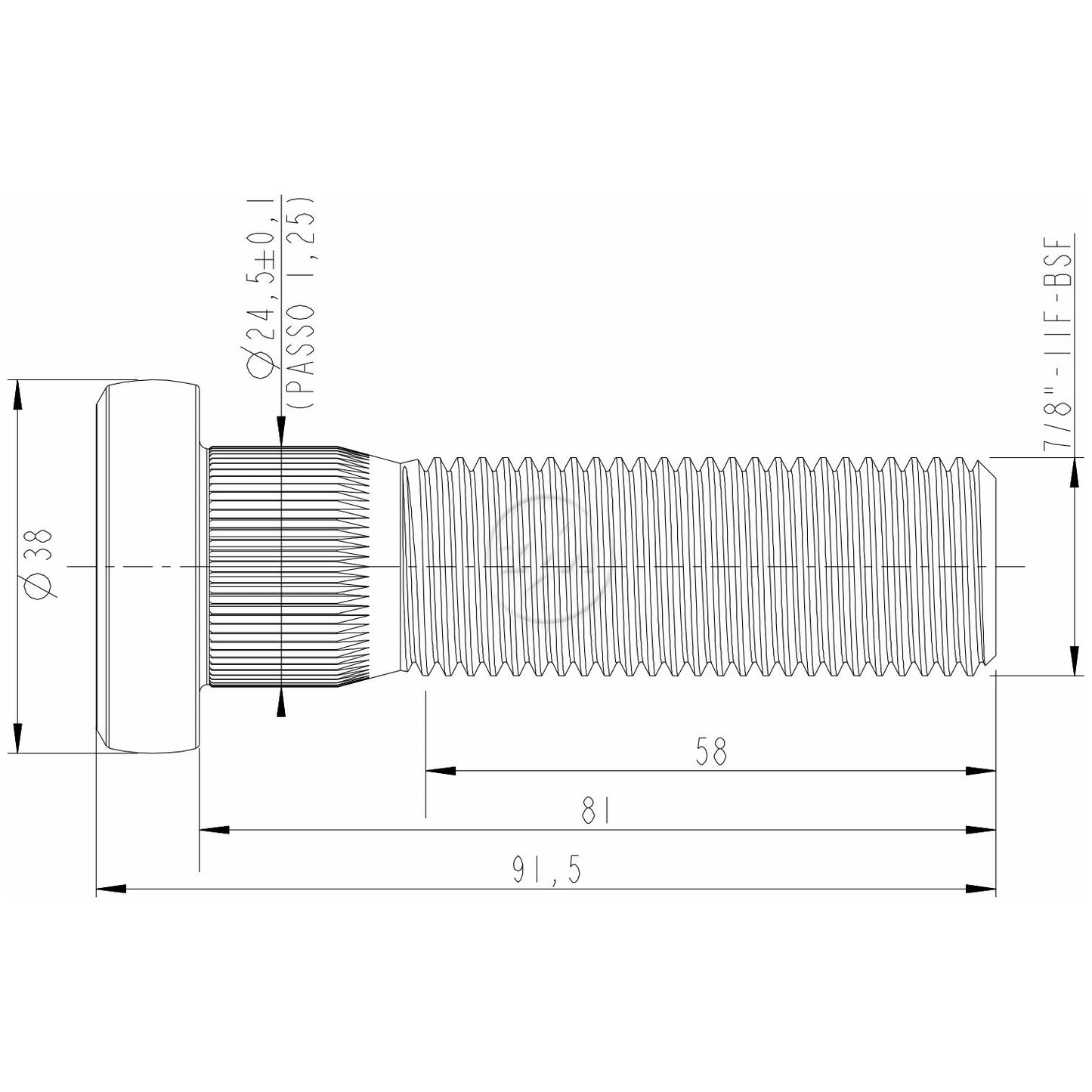 Kit 40 Parafuso de Roda 7/8"-11BSF x 81/91,5 - (2)