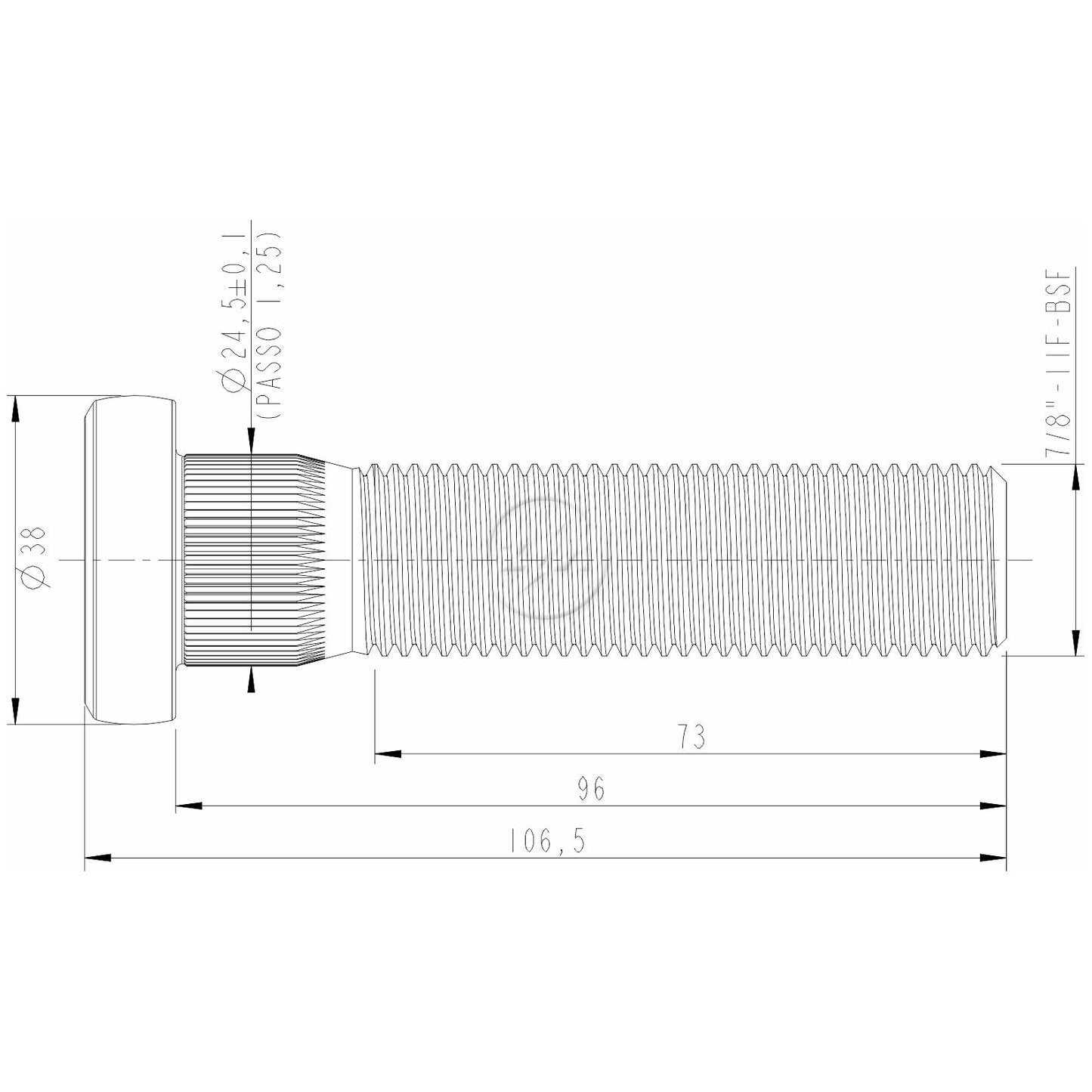 Kit 30 Parafuso de Roda 7/8"-11BSF x 96/106,5 - (2)