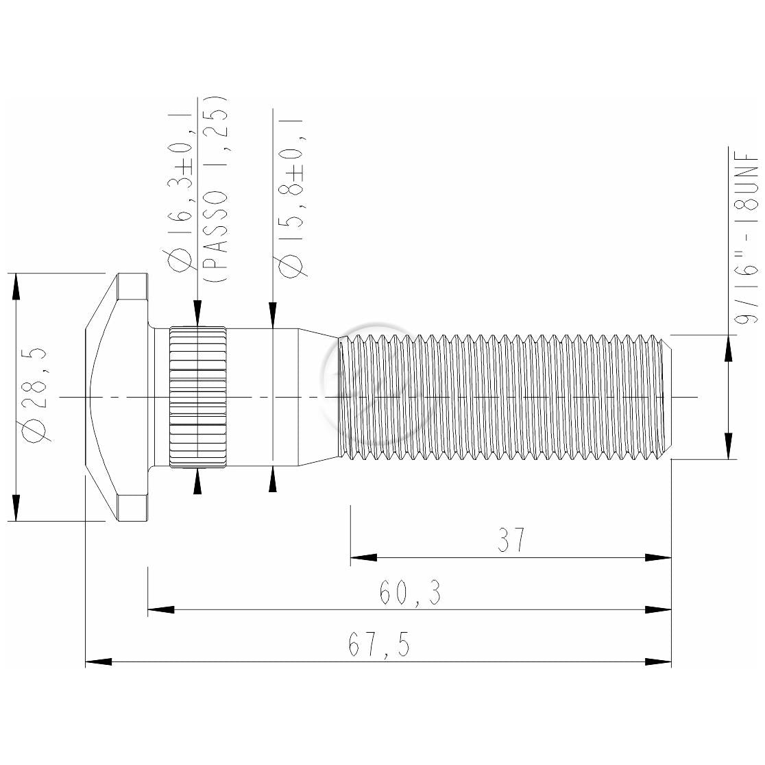 Kit 30 Parafuso de Roda 9/16"-18UNF x 60,3/67,5 - (2)