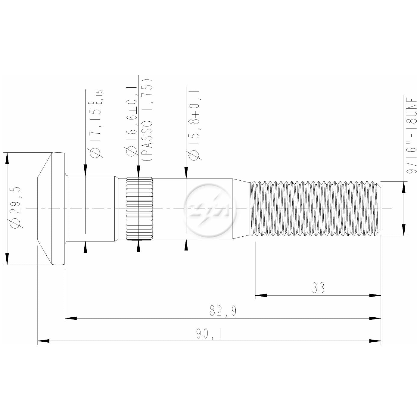 Kit 30 Parafuso de Roda 9/16"-18UNF x 82,9/90,1 - (2)