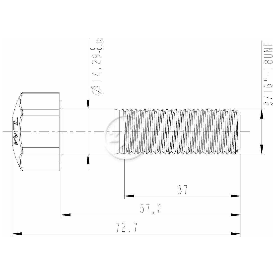 Kit 50 Parafuso da Esteira 9/16"-18UNF x 2,1/4" - (2)