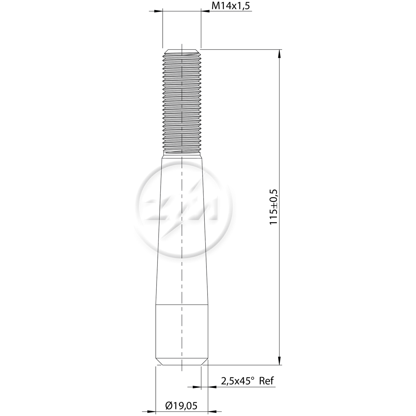 Kit 25 Pino Cônico Trava da Balança M14-1,5 x 115 - (2)