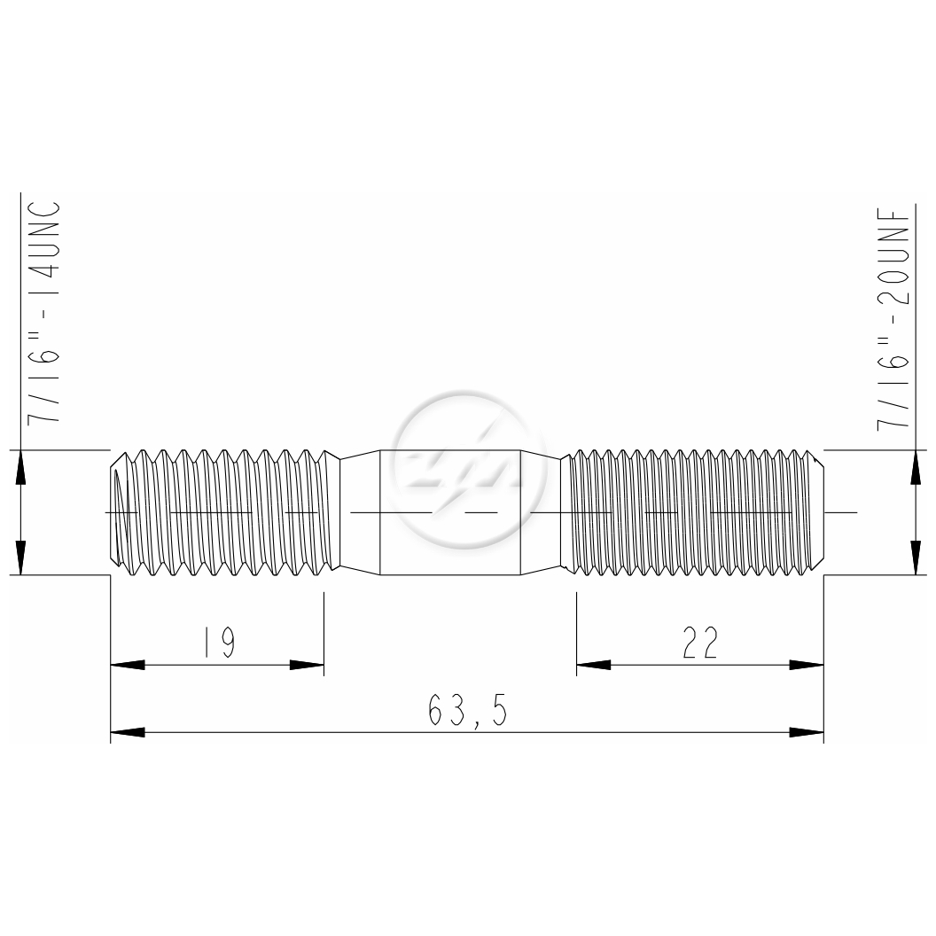 Kit 50 Prisioneiro Roda 7/16"-14UNCx7/16"x2,½" - (2)
