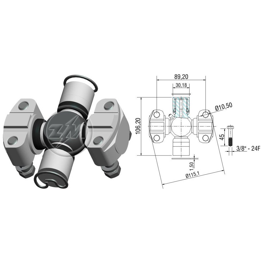 Cruzeta do Cardan - ZM - 35.003.03 - (1)