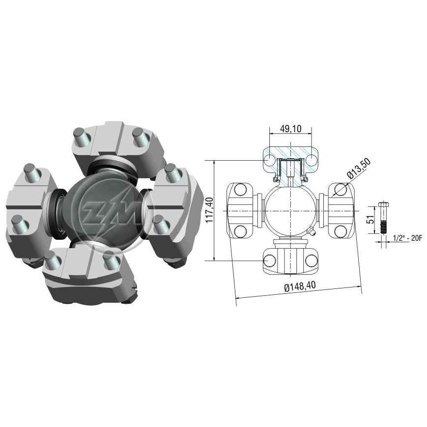 Cruzeta do Cardan - ZM - 35.005.02 - (1)