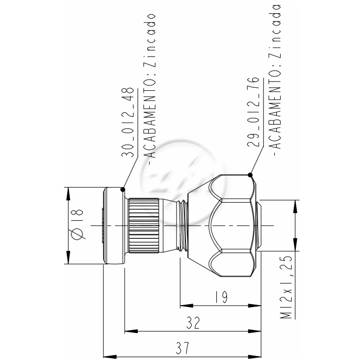 Kit 50 Parafuso Roda M12-1,25x32/37xCH21xH16 - ZM - (2)