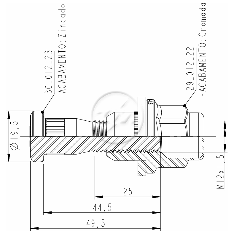 Kit 50 Parafuso Roda M12-1,5x44,5/49,5xCH21 - ZM - 40.012.14 - (2)