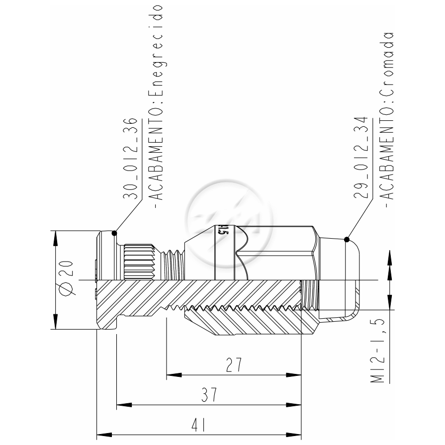 Kit 50 Parafuso Roda M12-1,5x37/41xCH19xH35 - ZM - 40.012.40 - (2)