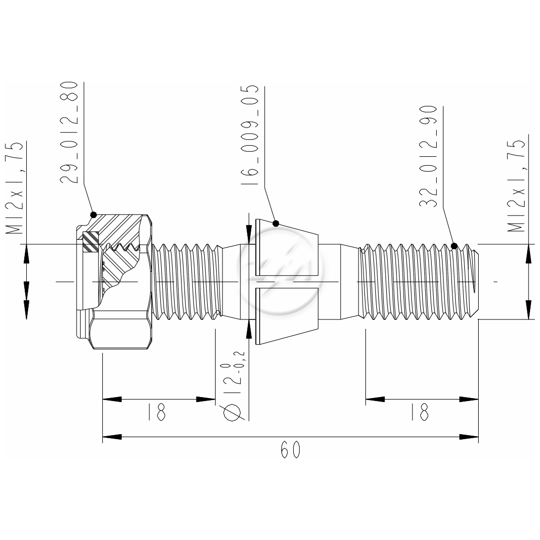Kit 50 Prisioneiro Roda M12-1,75x60xCH19 - ZM - 40.012.90 - (2)
