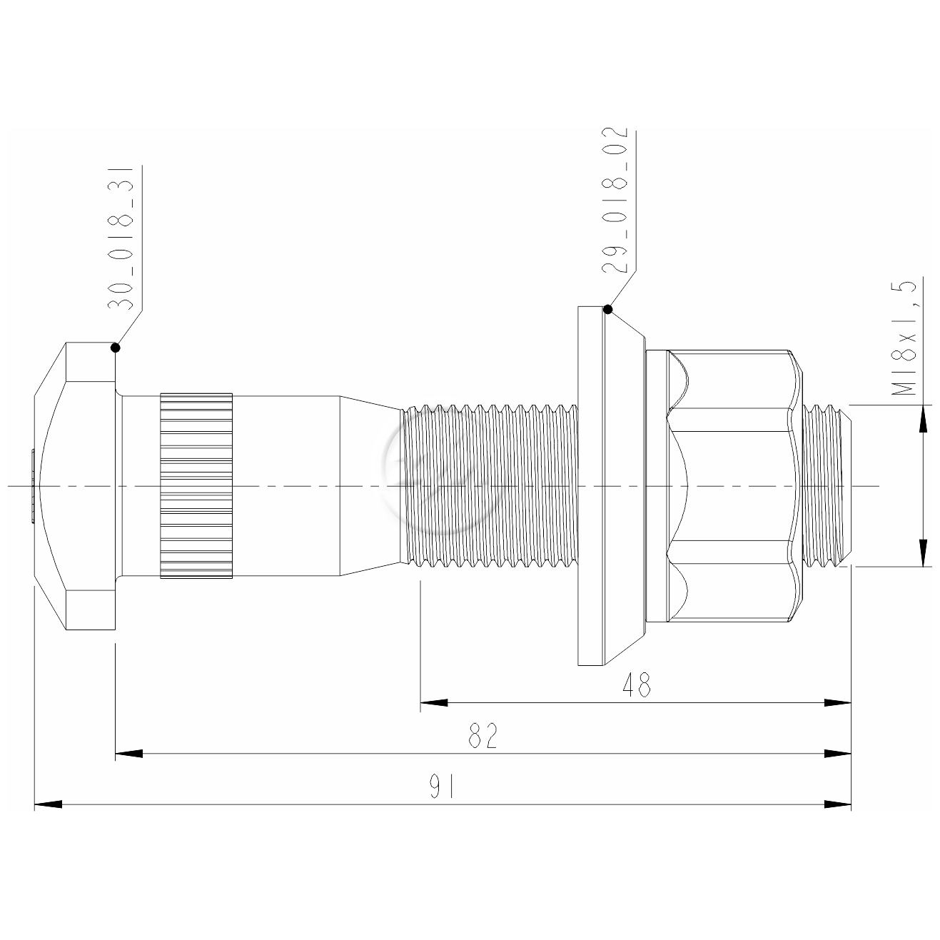 Kit 40 Parafuso Roda M18-1,5x82/91xCH27xH25 - ZM - 40.018.31 - (2)