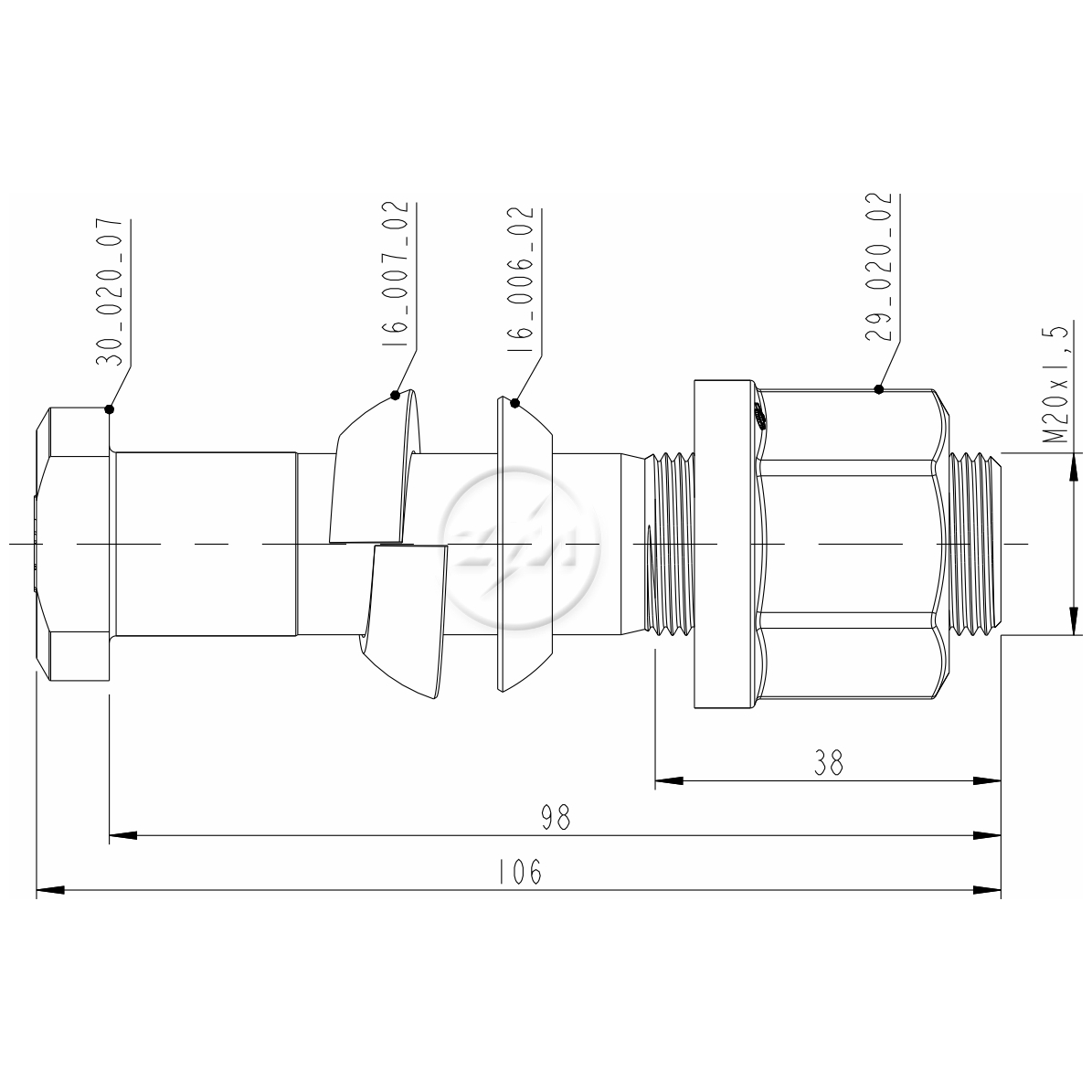 Kit 30 Parafuso Roda M20-1,5x98/106xCH30xH28 - ZM - (2)