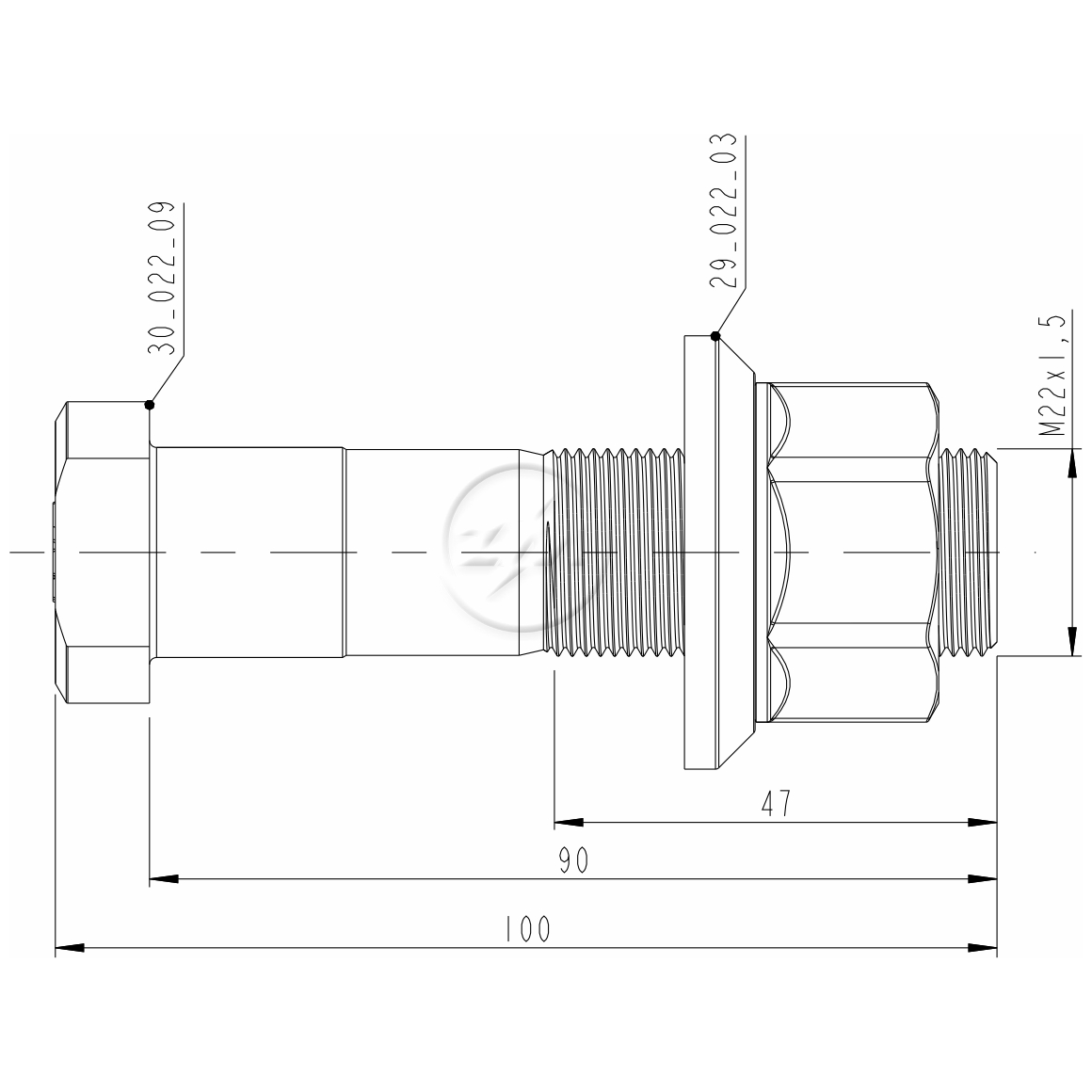 Kit 24 Parafuso Roda M22-1,5x90/100xCH32xH27 - ZM - (2)