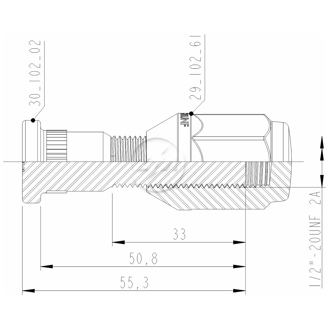 Kit 50 Parafuso Roda 1/2"x50,8/55,3xCH13/16" - ZM - (2)