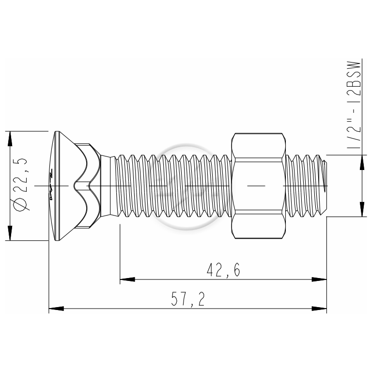 Kit 50 Parafuso para Arados 1/2"-12BSWx2.1/4" - ZM - (2)