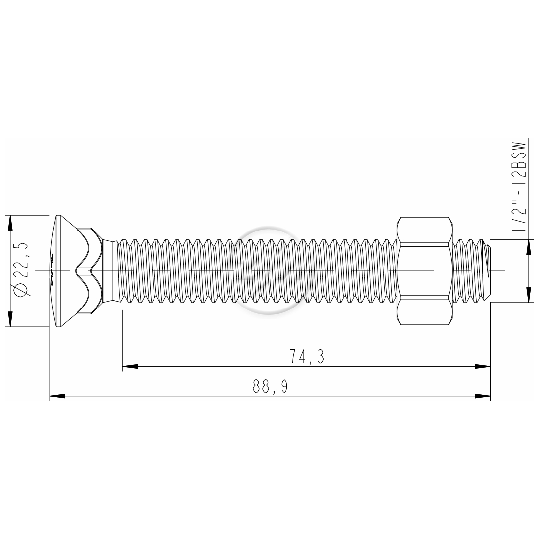 Kit 50 Parafuso para Arados 1/2"-12BSWx3.1/2" - ZM - (2)