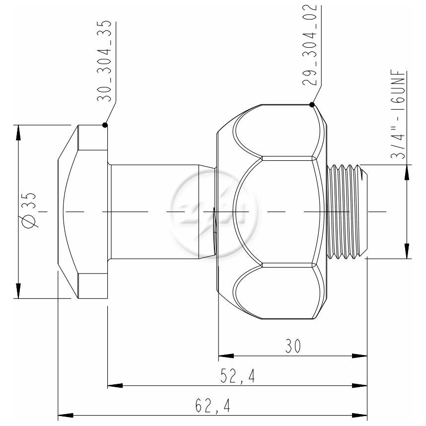 Kit 20 Parafuso Roda 3/4"x52,4/62,4xCH1.1/2" - ZM - (2)
