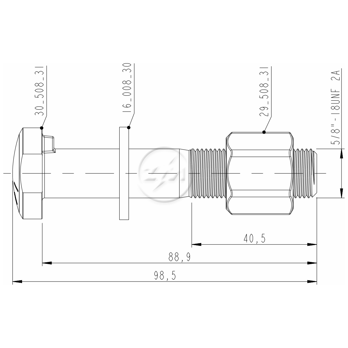 Kit 40 Parafuso Roda 5/8"x88,9/98,5xCH15/16" - ZM - (2)