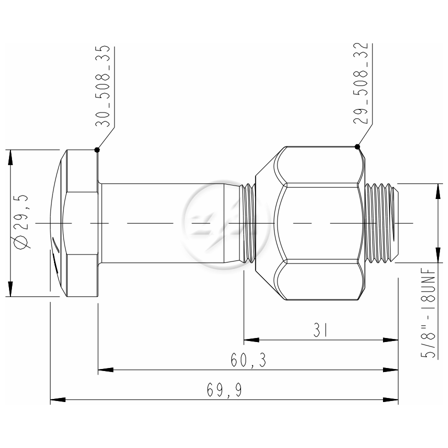 Kit 25 Parafuso Roda 5/8"x60,3/69,9xCH1.1/16" - ZM - (2)